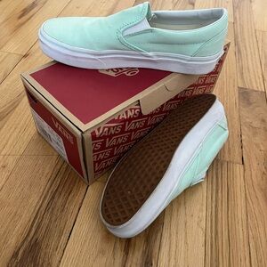 Mint green vans slip ons size 8 women